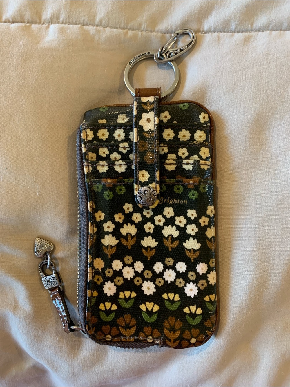 Brighton VTG Floral Keychain Card Wallet Wild About You Collection Coated Canvas